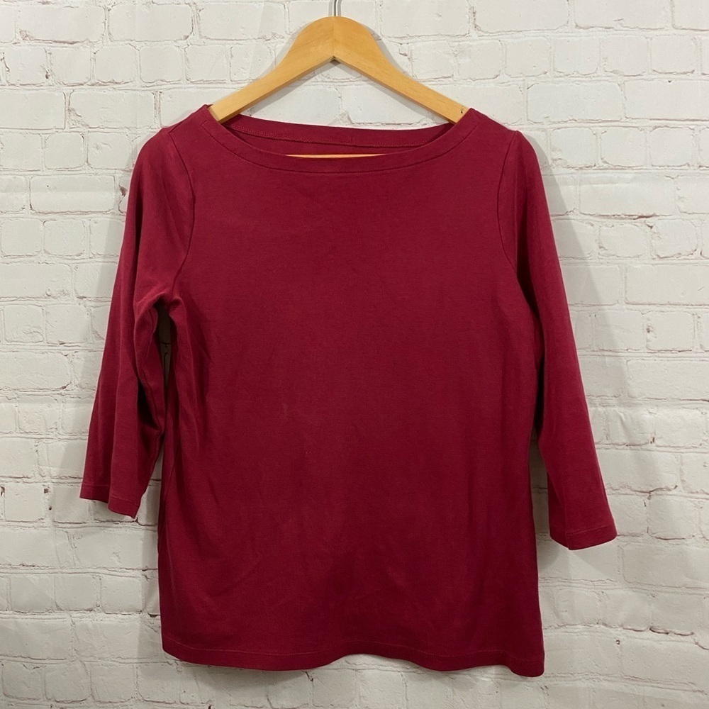 Kim Rogers Burgundy Cotton 3/4 Sleeve Tee Womens Size Medium